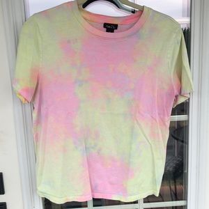 Rue21 Pink Yellow Multicolor Neon T-Shirt Top Tie Dye Medium